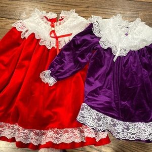 Vintage Evy 90s Purple Velvet Babydoll Dress size 4 - Red size 6- PERFECT